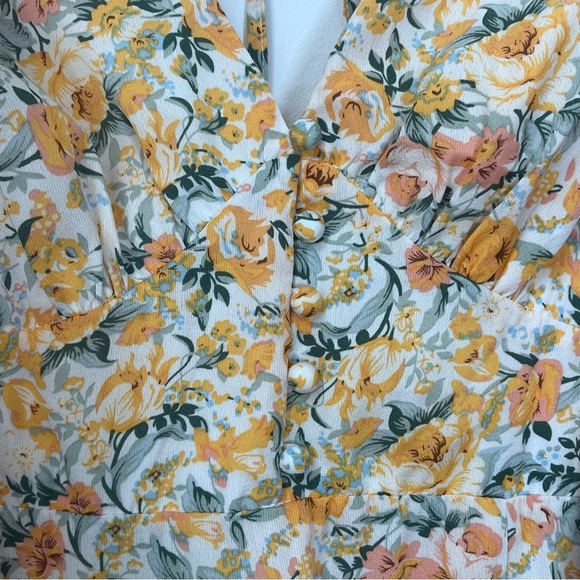 Lulu’s Watching the Blooms Yellow Floral High-Low Midi Dress Size Medium - Picture 5 of 16